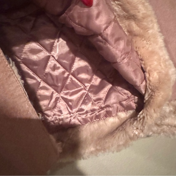 Giacca Vintage Leather Faux Fur Trim Button Front Jacket Tan Size Medium - Picture 5 of 7